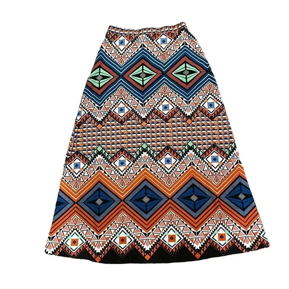 Sunny Leigh Bohemian Abstract Print Long Maxi Skirt Multicolor Womens Medium - Picture 9 of 9